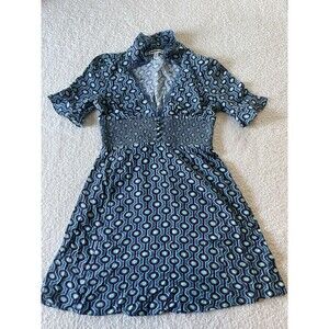 Urban Outfitters Blue Teal Retro Style Mini Dress Short Sleeve Size Small NWOT